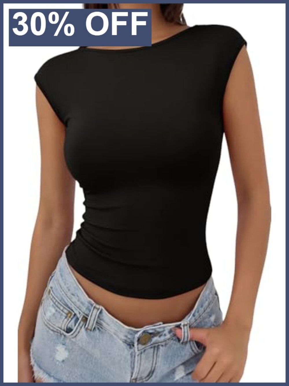 Women's Double Lined Boat Neck Cap Sleeve Crop Top Slim Fit Y2K Backless Tee